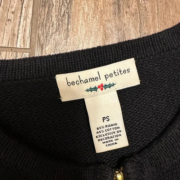 Béchamel petites Holiday Christmas tree embellished Black Cardigan petite small - Picture 5 of 5